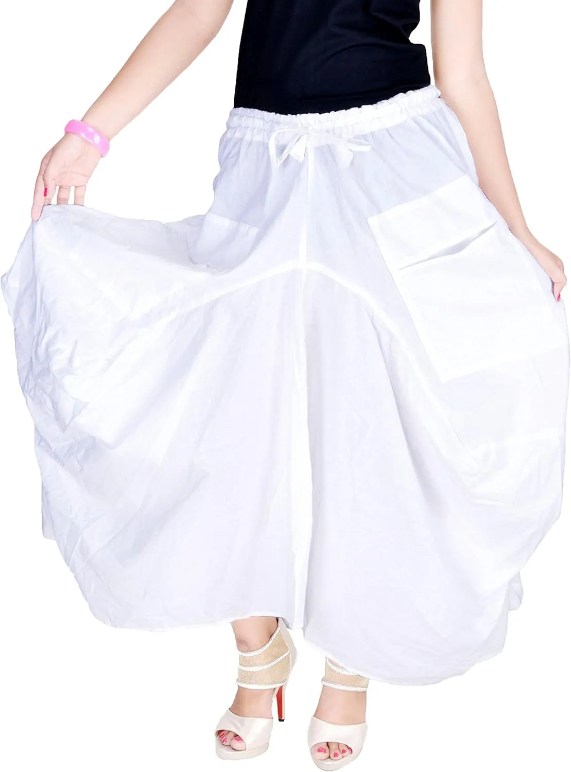 SARJANA HANDICRAFTS Women Cotton Solid Pockets Skirt Hippie Afghani Ethnic