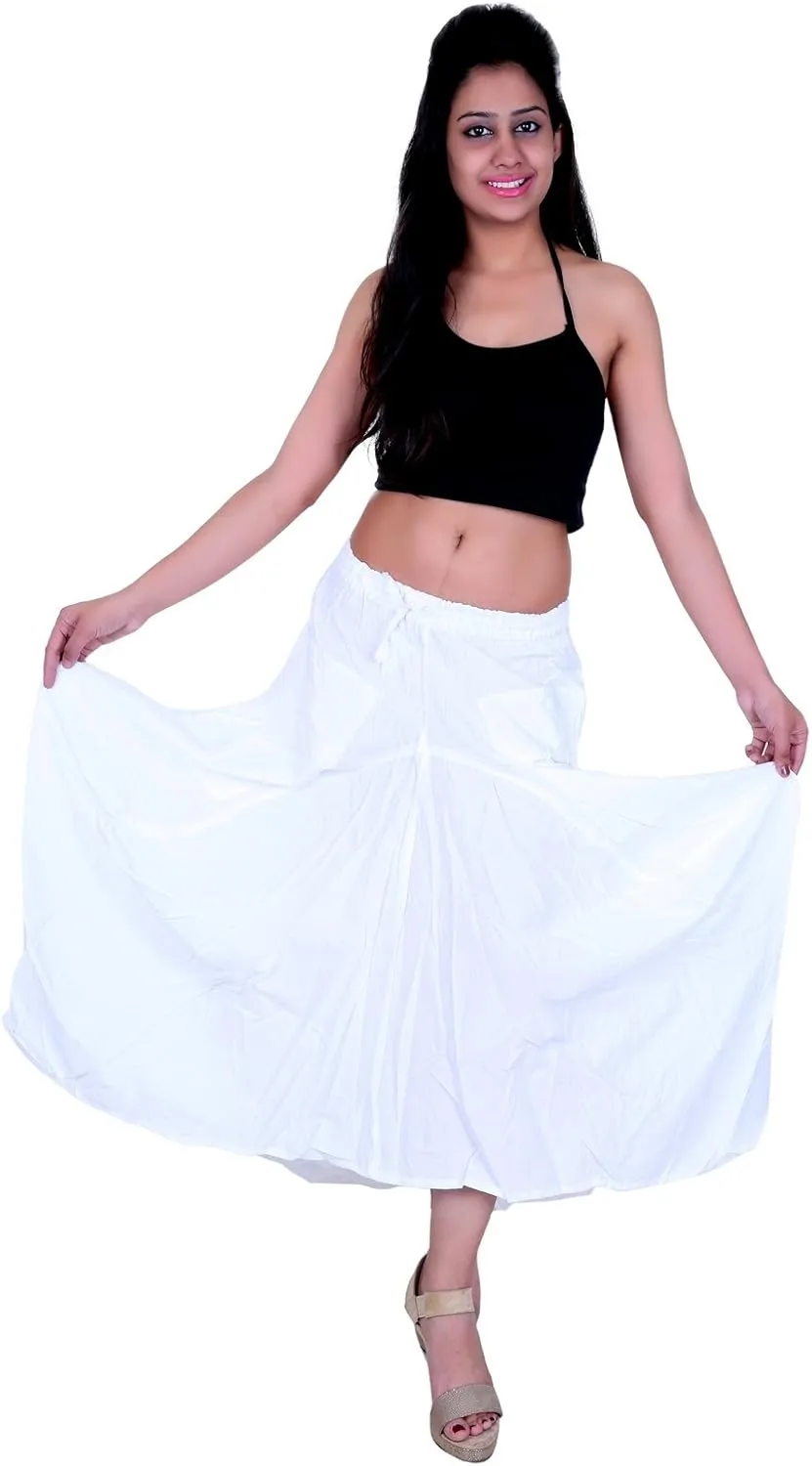 SARJANA HANDICRAFTS Women Cotton Solid Pockets Skirt Hippie Afghani Ethnic