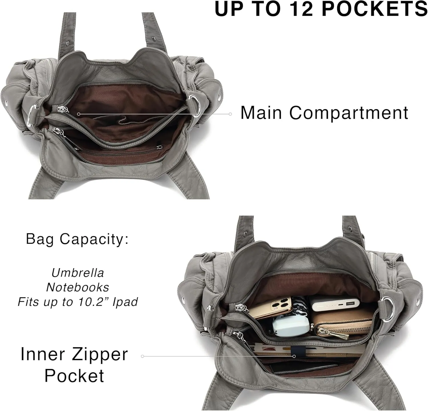 Scarleton Purses for Women Large Hobo Bags Washed Vegan Leather Shoulder Bag Satchel Tote Top Handle Handbags, H1292
