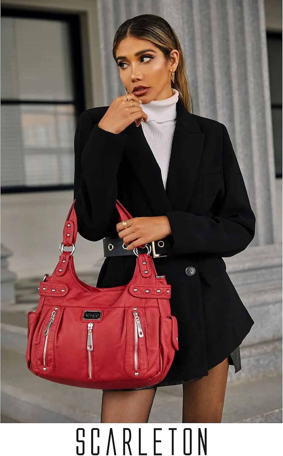 Scarleton Purses for Women Large Hobo Bags Washed Vegan Leather Shoulder Bag Satchel Tote Top Handle Handbags, H1292