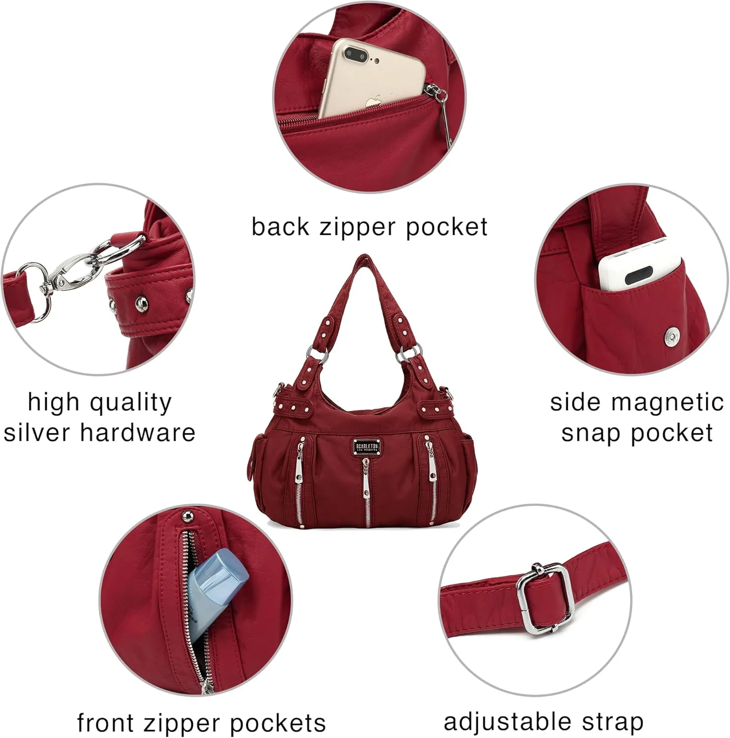 Scarleton Purses for Women Large Hobo Bags Washed Vegan Leather Shoulder Bag Satchel Tote Top Handle Handbags, H1292