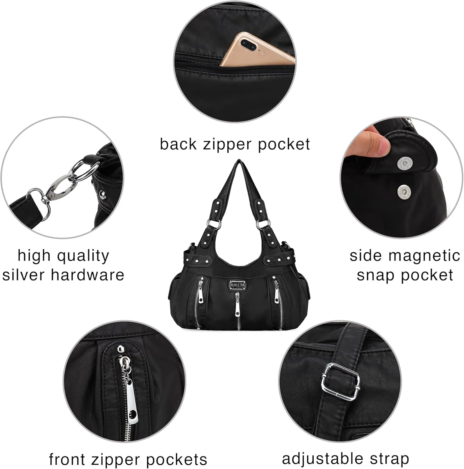 Scarleton Purses for Women Large Hobo Bags Washed Vegan Leather Shoulder Bag Satchel Tote Top Handle Handbags, H1292
