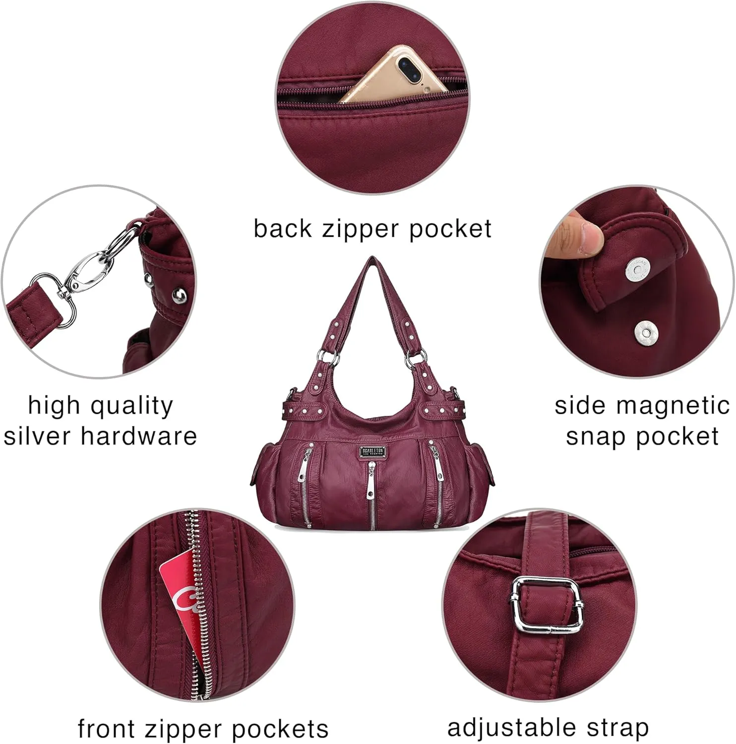 Scarleton Purses for Women Large Hobo Bags Washed Vegan Leather Shoulder Bag Satchel Tote Top Handle Handbags, H1292