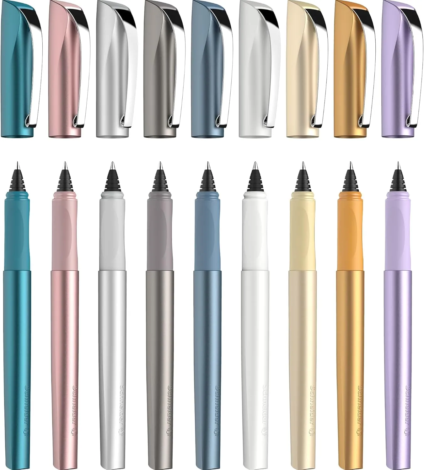 Schneider Ceod Shiny 186257 Rollerball Pen (Right and Left-Handed Users, Line Width M, Includes Ink Cartridge Royal Blue) Teal