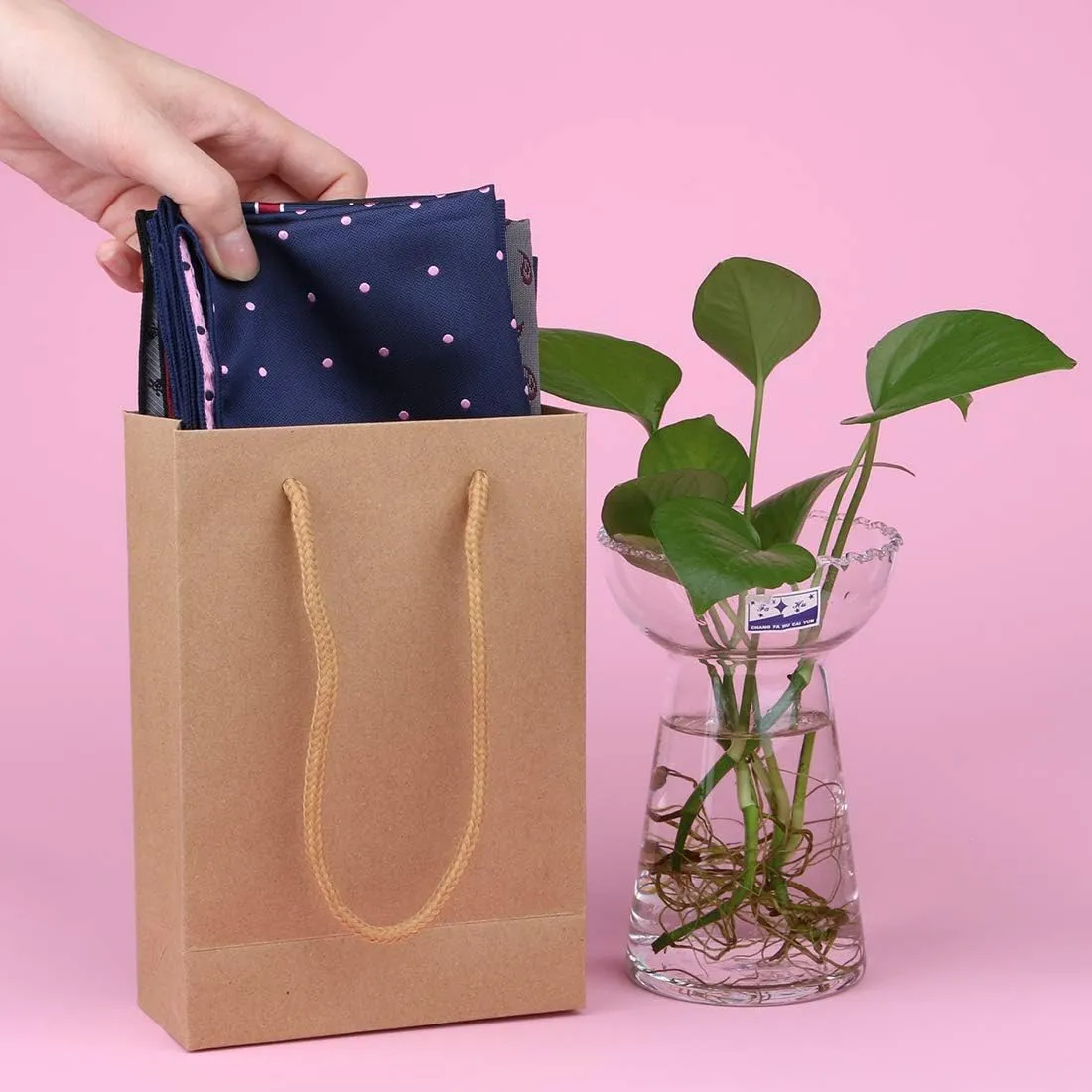 Sdootjewelry Kraft Paper Bags, Bulk Set of 50 Small Brown Gift Bags - Heavy Duty Matte Tote with Handles, 5.1 x 2.4 x 7.5 in