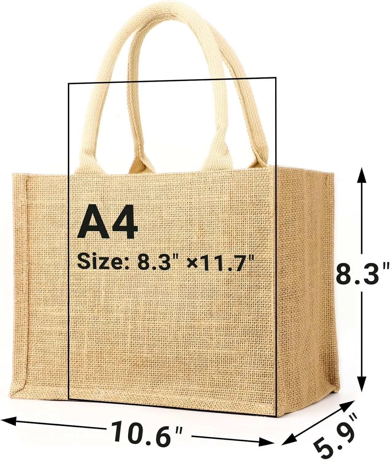 Segarty Burlap Tote Bags, 6 Pcs Small Natural Jute Reusable Gift Favors Bag with handles Blank Tote Bulk for Bridesmaid Wedding, Women Market Grocery Shopping, Bachelorette Party, Beach Trip, DIY