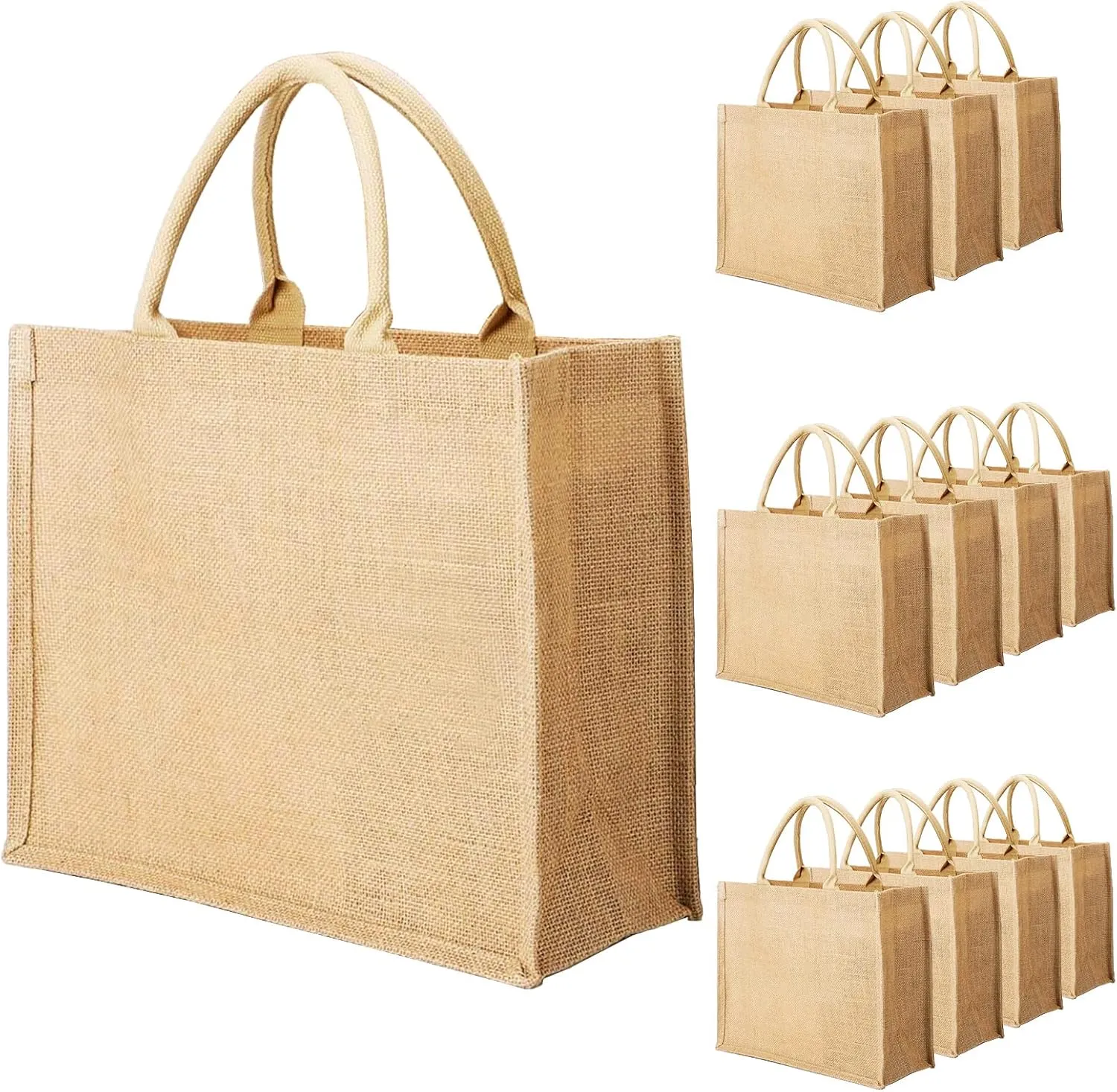Segarty Tote Bags, 12 Pack Small Burlap Jute Bag Reusable Canvas Gift Favors Bag with handles Blank Tote Bulk for Bridesmaid Wedding, Women Grocery Shopping, Bachelorette Party, Beach Trip, DIY