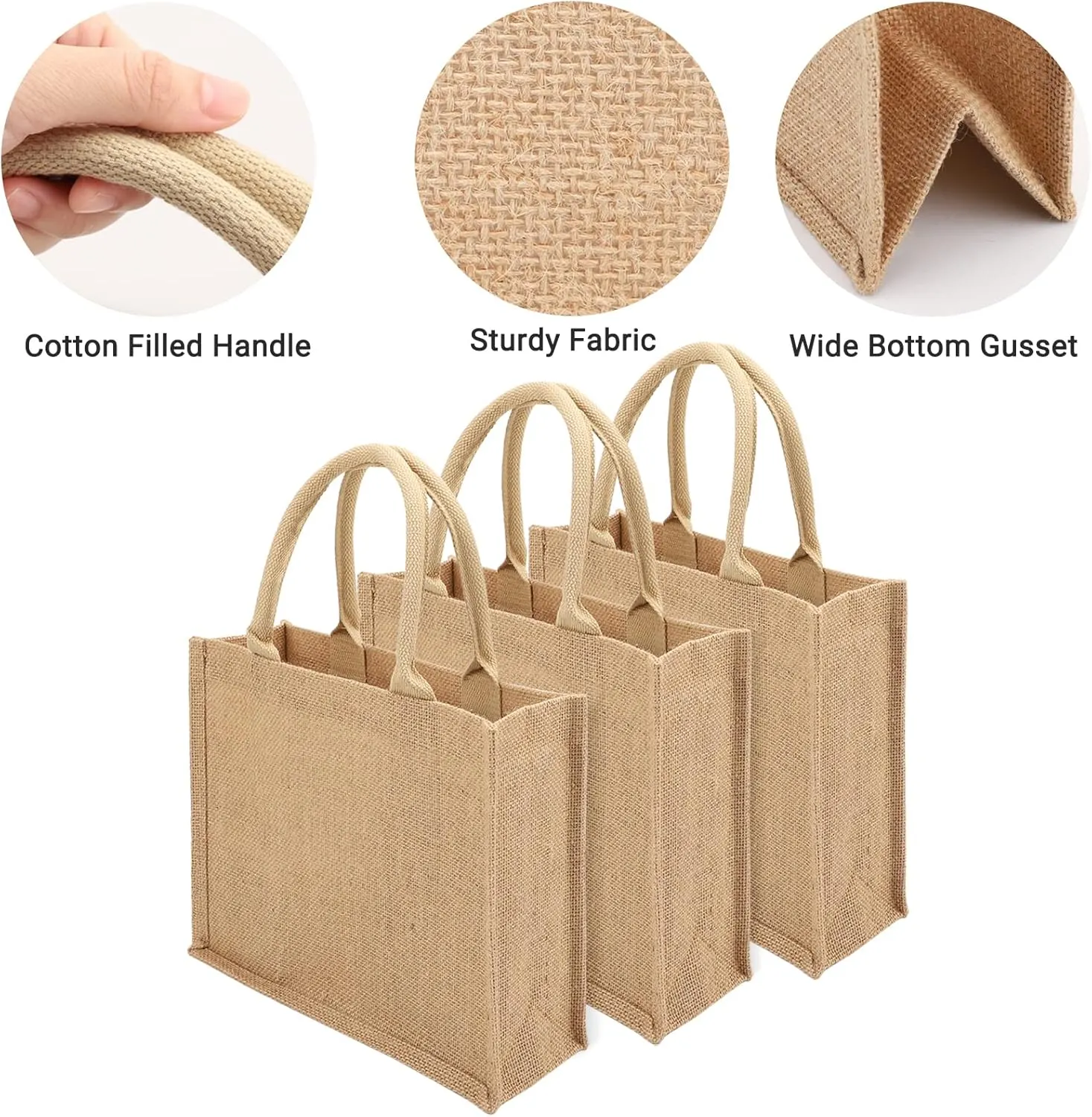 Segarty Tote Bags, 12 Pack Small Burlap Jute Bag Reusable Canvas Gift Favors Bag with handles Blank Tote Bulk for Bridesmaid Wedding, Women Grocery Shopping, Bachelorette Party, Beach Trip, DIY