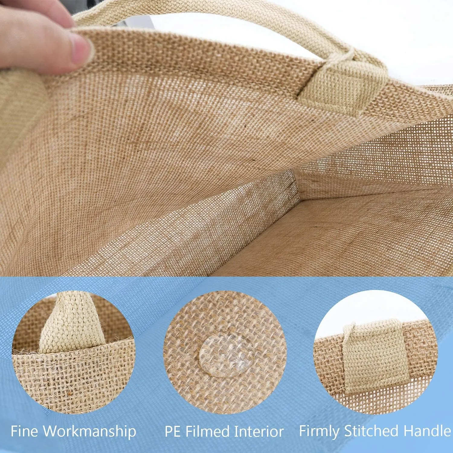 Segarty Tote Bags, 6 Pack Large Burlap Reusable Jute Canvas Gift Favors Bag with handles Blank Tote Bulk for Bridesmaid Wedding, Women Market Grocery Shopping, Bachelorette Party, Beach Trip, DIY