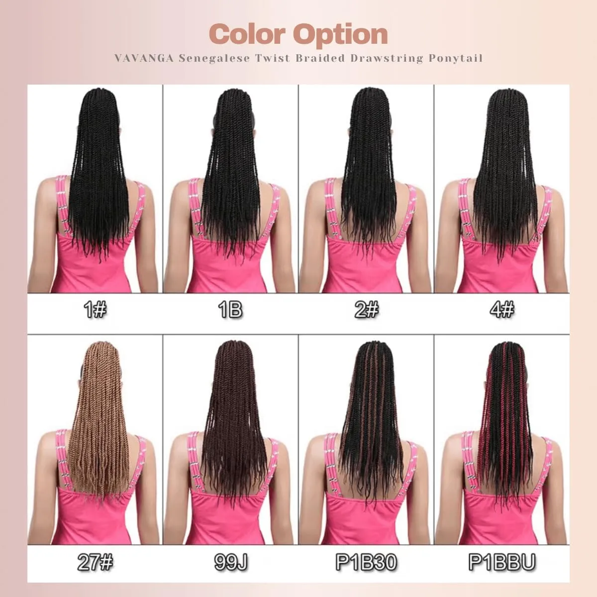Senegalese Twist Braid Ponytail 20inch, Light Brown Long 2X Twist Braiding Hair Drawstring Ponytail Extension Hairpiece Crochet Braids Clip-in Braided Pony Tail for Black Women(27#, 20")
