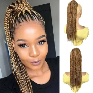 Senegalese Twist Braid Ponytail 20inch, Light Brown Long 2X Twist Braiding Hair Drawstring Ponytail Extension Hairpiece Crochet Braids Clip-in Braided Pony Tail for Black Women(27#, 20")