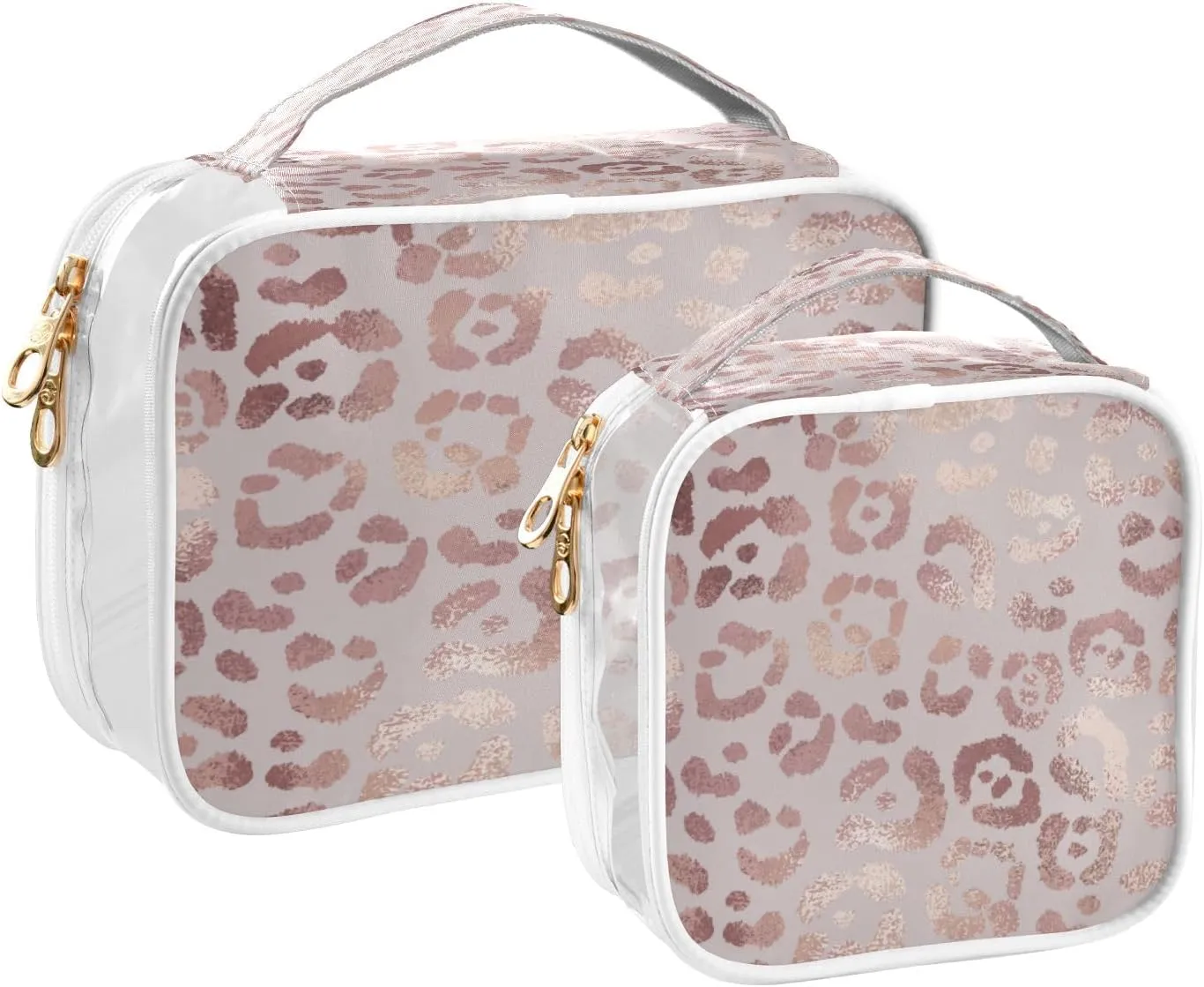 senya Clear Toiletry Bag,Travel Makeup Cosmetic Bag Carry on Airport Airline Compliant Bag Leopard Print Cheetah Rose Gold for Women Men