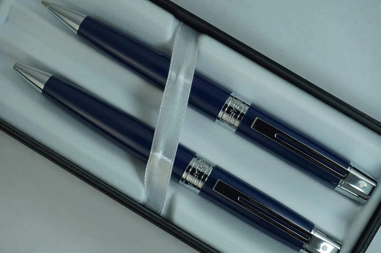 Sheaffer 300 Collection II Blue Barrel and Satin Chrome Appointments Medium Point Ballpoint Pen and Pencil Set