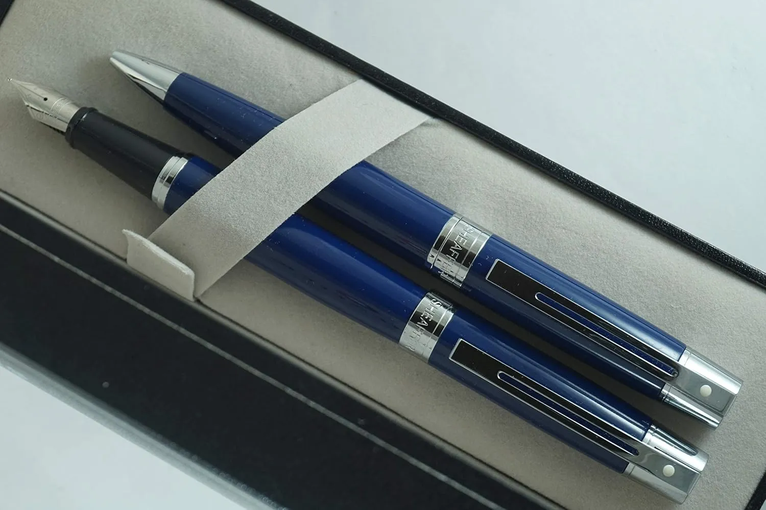 Sheaffer Cross 300 Collection II Metallic Midnight Blue, Compact, Polished Barrel and Appointments Medium Fountain Pen and Ballpoint pen set