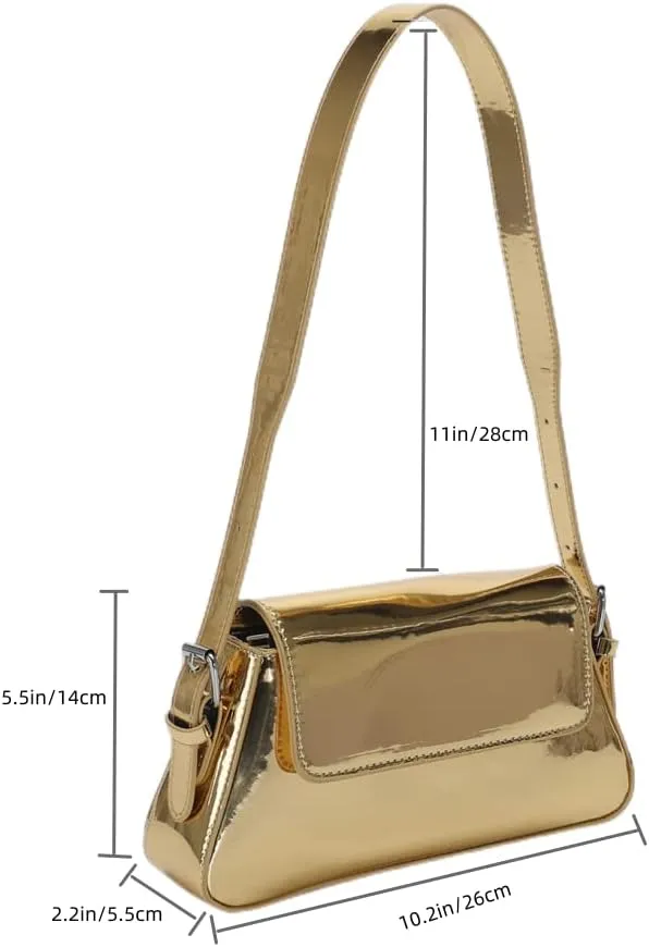 Shoulder Purses for Women Dressy Evening Bag Metallic Clutch Y2k Sparkly Hobo Crossbody Shoulder Bag Handbags