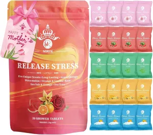 Shower Steamers Aromatherapy - 20 Pack Shower Bombs Aromatherapy Birthday Gifts for Women, Organic Watermelon, Orange & Vanilla, Sea Salt & Orange, Rose, Tea Tree, Gift for Women