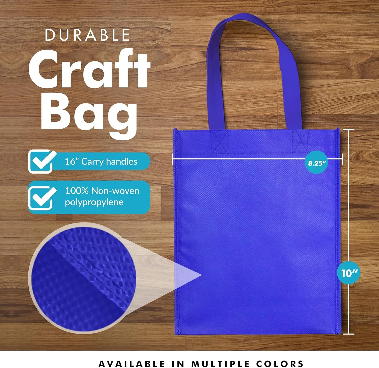 Simply Green Solutions - Plain Tote Bag, Thick Reusable Gift Bag with 16-Inch Handles, Use As Goodie Bags, Party Favor Bags, or Halloween Tote Bag, Royal Blue, Pack of 25