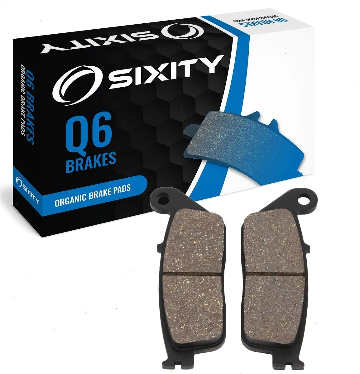 Sixity Q6 Front Organic Brake Pads compatible with Daelim Roadwin 125 2004-2009 Complete Set