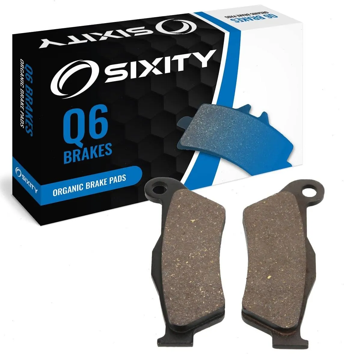 Sixity Q6 Front Organic Brake Pads compatible with Husqvarna TC 570 45mm Marzocchi forks 60mm Caliper Centres 2002-2003 Complete Set