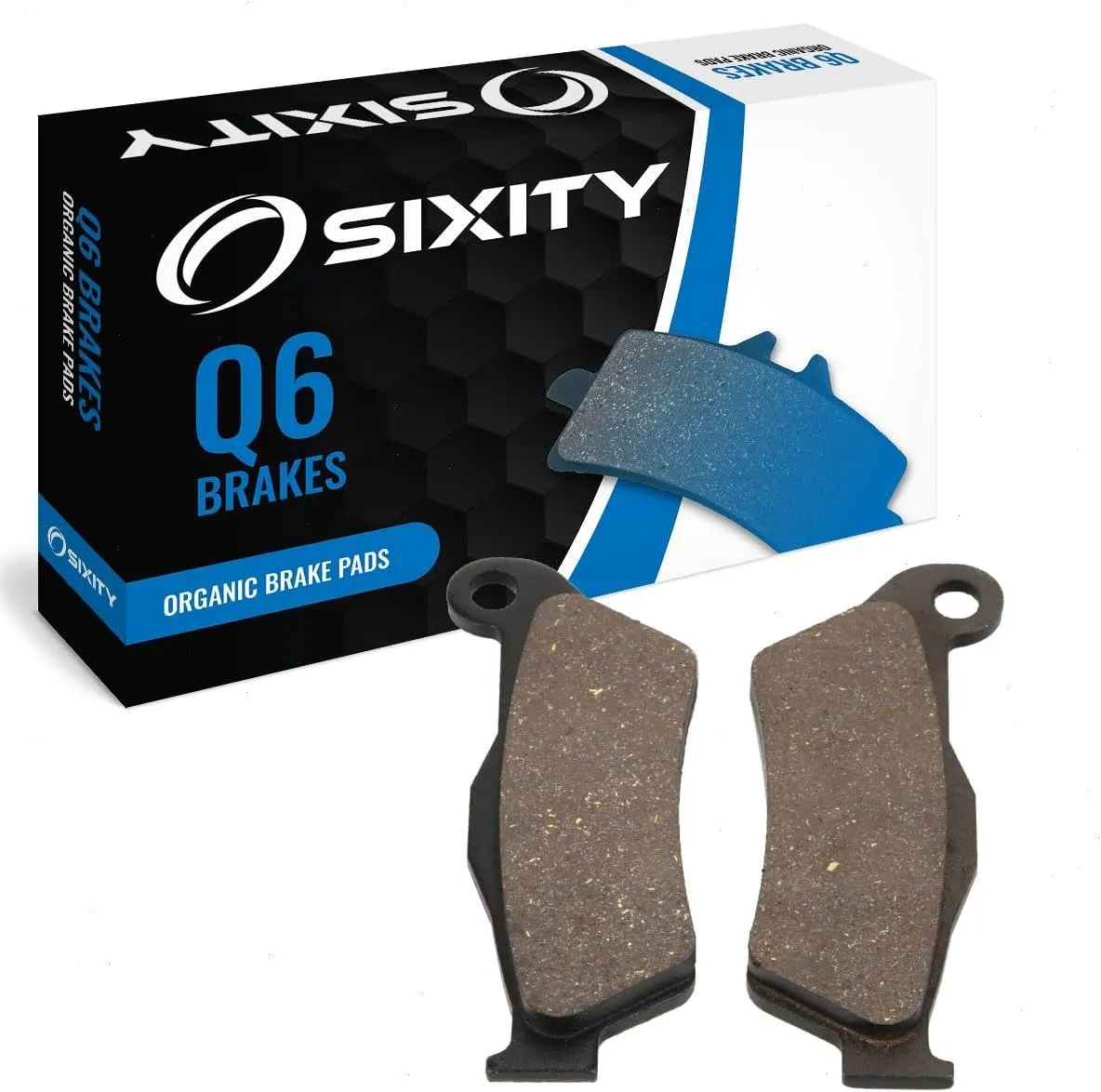 Sixity Q6 Front Organic Brake Pads Compatible with Husqvarna TE250 45mm Marzocchi Forks 60mm Caliper Mount Centers 2012 Complete Set
