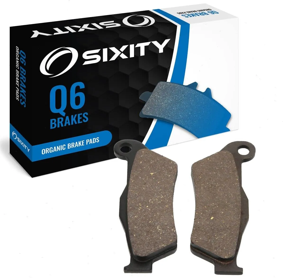 Sixity Q6 Front Organic Brake Pads compatible with Husqvarna TE450 48mm Marzocchi Kayaba forks 95mm Caliper Mount Centers 2010 Complete Set