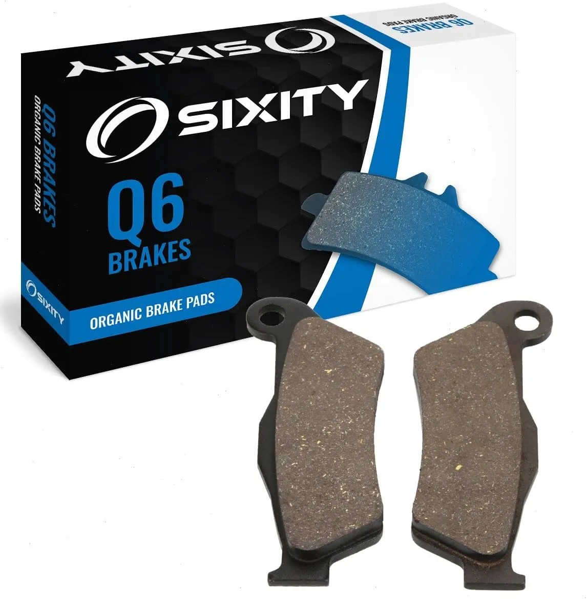 Sixity Q6 Front Organic Brake Pads compatible with Husqvarna TXC 450 Cross Country 45mm Marzocchi forks 60mm Caliper Mount Centers 2008 Complete Set