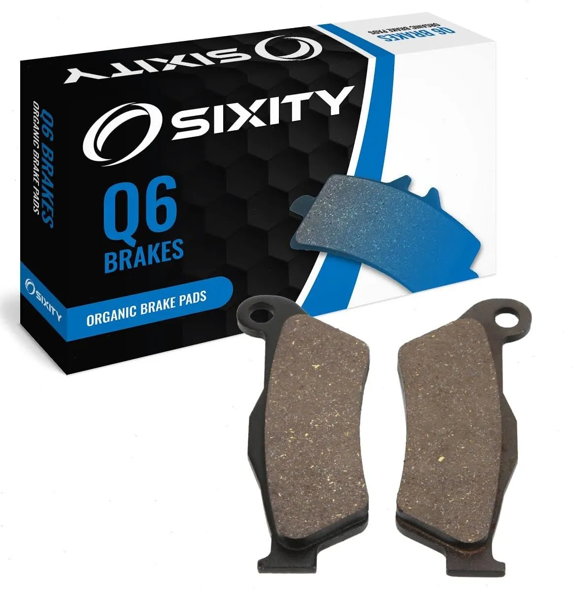 Sixity Q6 Front Organic Brake Pads compatible with Husqvarna TXC 511 Cross Country 45mm Marzocchi forks 60mm Caliper Mount Centers 2011-2012 Complete Set