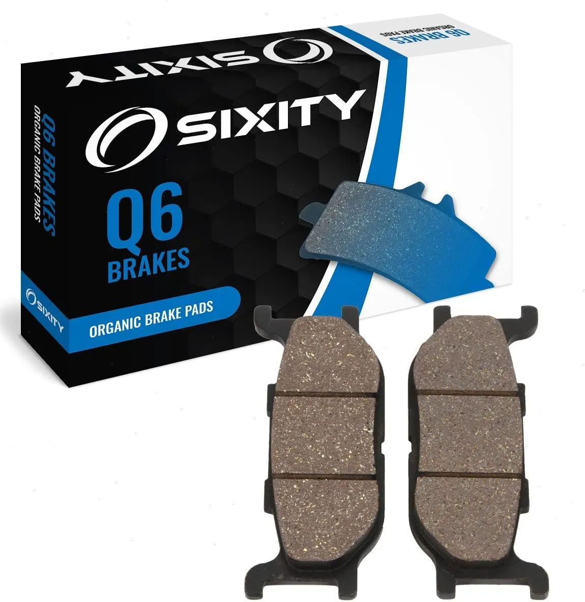 Sixity Q6 Front Organic Brake Pads compatible with Yamaha XJ600S Seca II SD SDC SE SEC EF SFC SG SGC SH SHC SJ SJC SK SKC 1992-1998 Complete Set