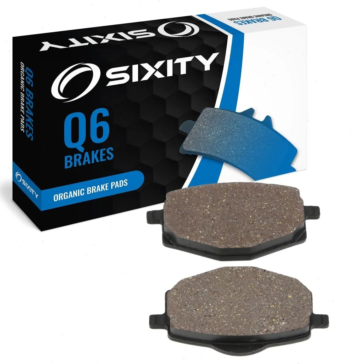 Sixity Q6 Front Organic Brake Pads compatible with Yamaha XT350 B BC D E EC F FC G GC H HC J JC K KC L M 1991-2000 Complete Set