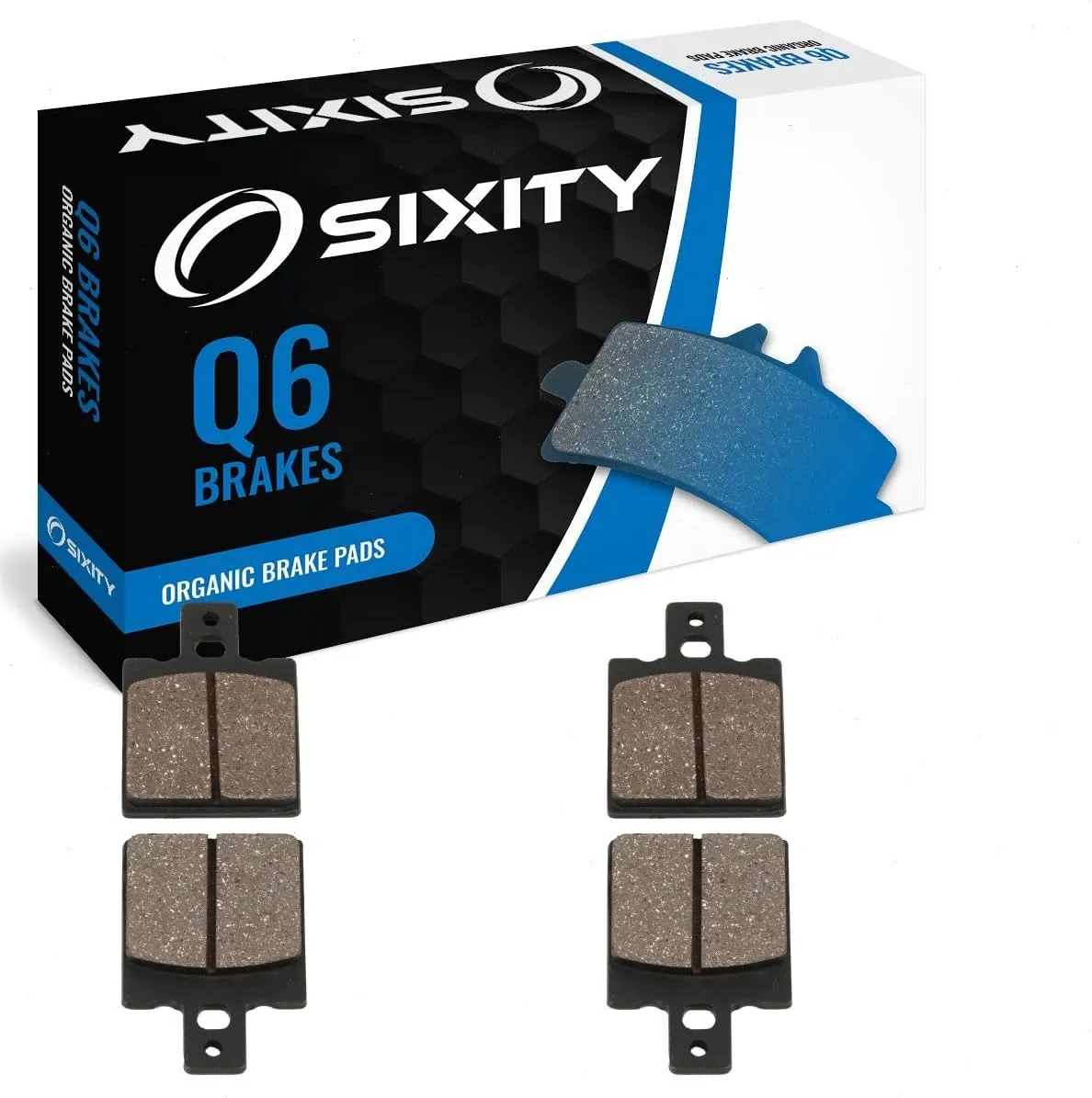 Sixity Q6 Front Rear Organic Brake Pads compatible with Cagiva Alazzurra Elefant 650 1985-1986 Complete Set