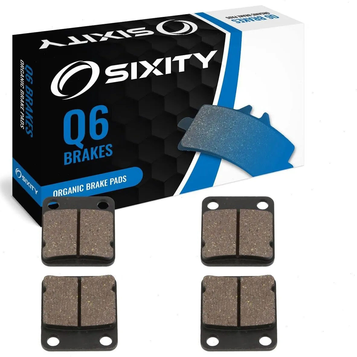 Sixity Q6 Front Rear Organic Brake Pads compatible with Daelim Hiaroey 125 2001-2008 Complete Set