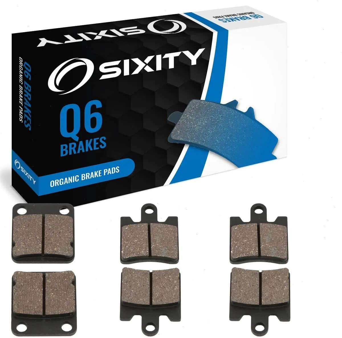 Sixity Q6 Front Rear Organic Brake Pads compatible with Daelim S1-125 2006-2009 Complete Set