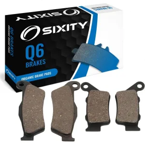 Sixity Q6 Front Rear Organic Brake Pads compatible with Husqvarna CR250 45mm Marzocchi forks 60mm Caliper Mount Centers 2000-2001 Complete Set