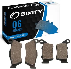 Sixity Q6 Front Rear Organic Brake Pads compatible with Husqvarna CR250 45mm Marzocchi forks 60mm Caliper Mount Centers 2005 Complete Set