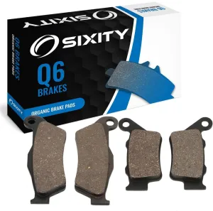 Sixity Q6 Front Rear Organic Brake Pads compatible with Husqvarna CR250 90mm Marzocchi Kayaba forks 95mm Caliper Mount Centers 2002-2004 Complete Set