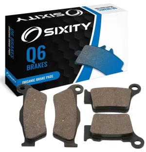 Sixity Q6 Front Rear Organic Brake Pads compatible with Husqvarna TC450 48mm Marzocchi forks 95mm Caliper Mount Centers 2005-2008 Complete Set
