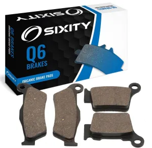 Sixity Q6 Front Rear Organic Brake Pads compatible with Husqvarna TC450 48mm Marzocchi forks 95mm Caliper Mount Centers 2009-2010 Complete Set