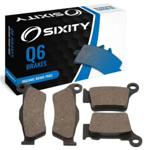 Sixity Q6 Front Rear Organic Brake Pads compatible with Husqvarna TE510 45mm Marzocchi forks 60mm Caliper Mount Centers 2006-2008 Complete Set