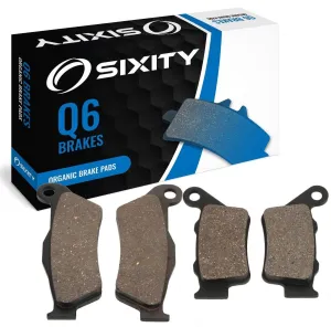 Sixity Q6 Front Rear Organic Brake Pads compatible with Husqvarna TE610 45mm Marzocchi forks 60mm Caliper Mount Centers 2006-2009 Complete Set