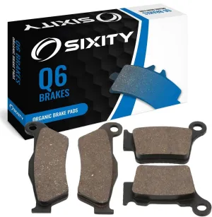 Sixity Q6 Front Rear Organic Brake Pads compatible with Husqvarna TXC 510 Cross Country 45mm Marzocchi forks 60mm Caliper Mount Centers 2008 Complete Set