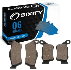 Sixity Q6 Front Rear Organic Brake Pads Compatible with Husqvarna WR250 48mm Marzocchi Kayaba Forks 95mm Caliper Mount Centers 2000-2001 Complete Set