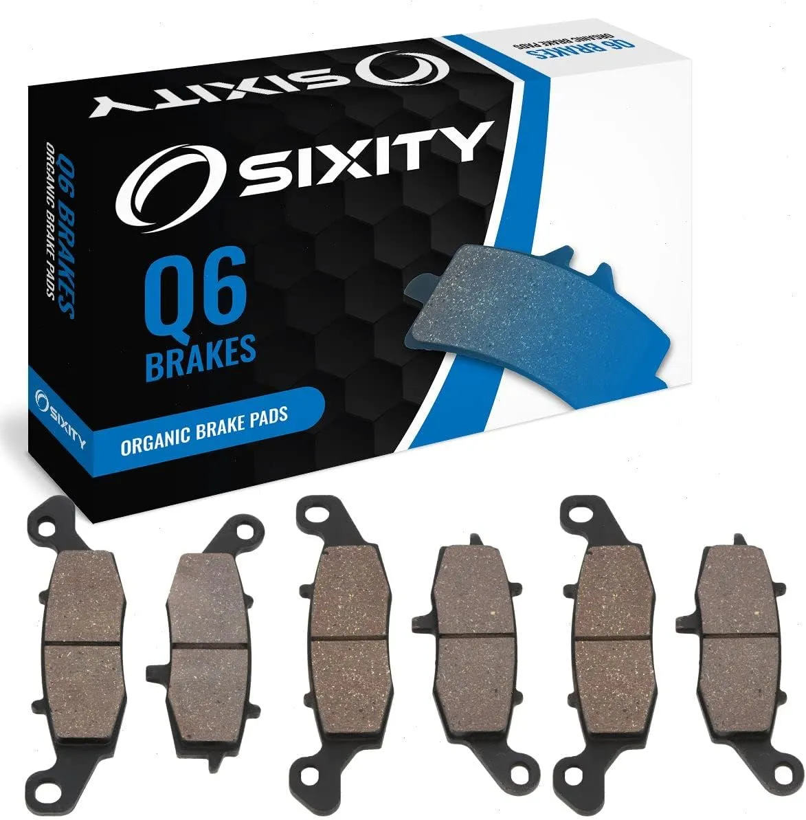 Sixity Q6 Front Rear Organic Brake Pads compatible with Kawasaki VN1700 Vulcan 1700 Nomad C9F CAF CBF CCF CDF 2009-2013 Complete Set