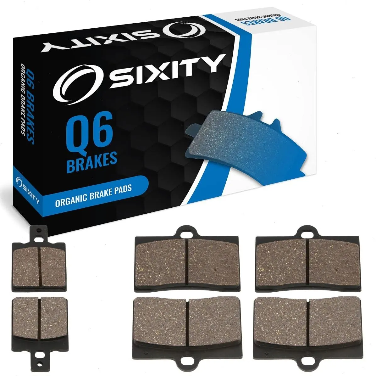 Sixity Q6 Front Rear Organic Brake Pads compatible with Laverda 750 S formula Sport 1998-2000 Complete Set