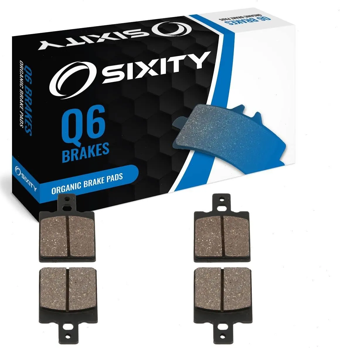 Sixity Q6 Front Rear Organic Brake Pads compatible with Laverda Alpino 500 Montjuic 1976 Complete Set