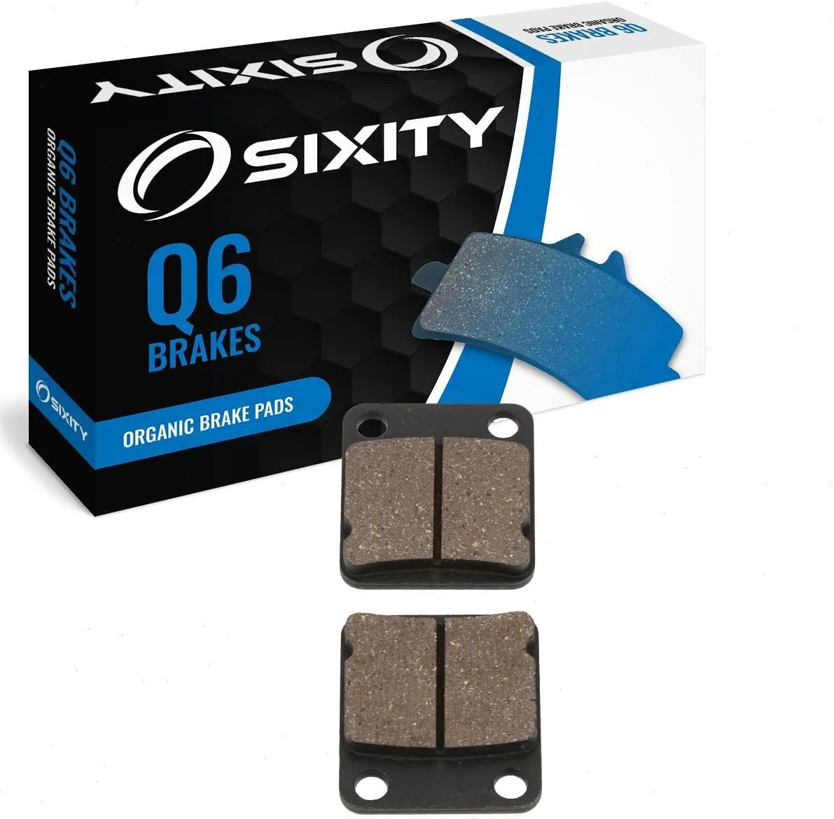 Sixity Q6 Rear Organic Brake Pads compatible with Daelim Hiaroey 125 2001-2008 Complete Set