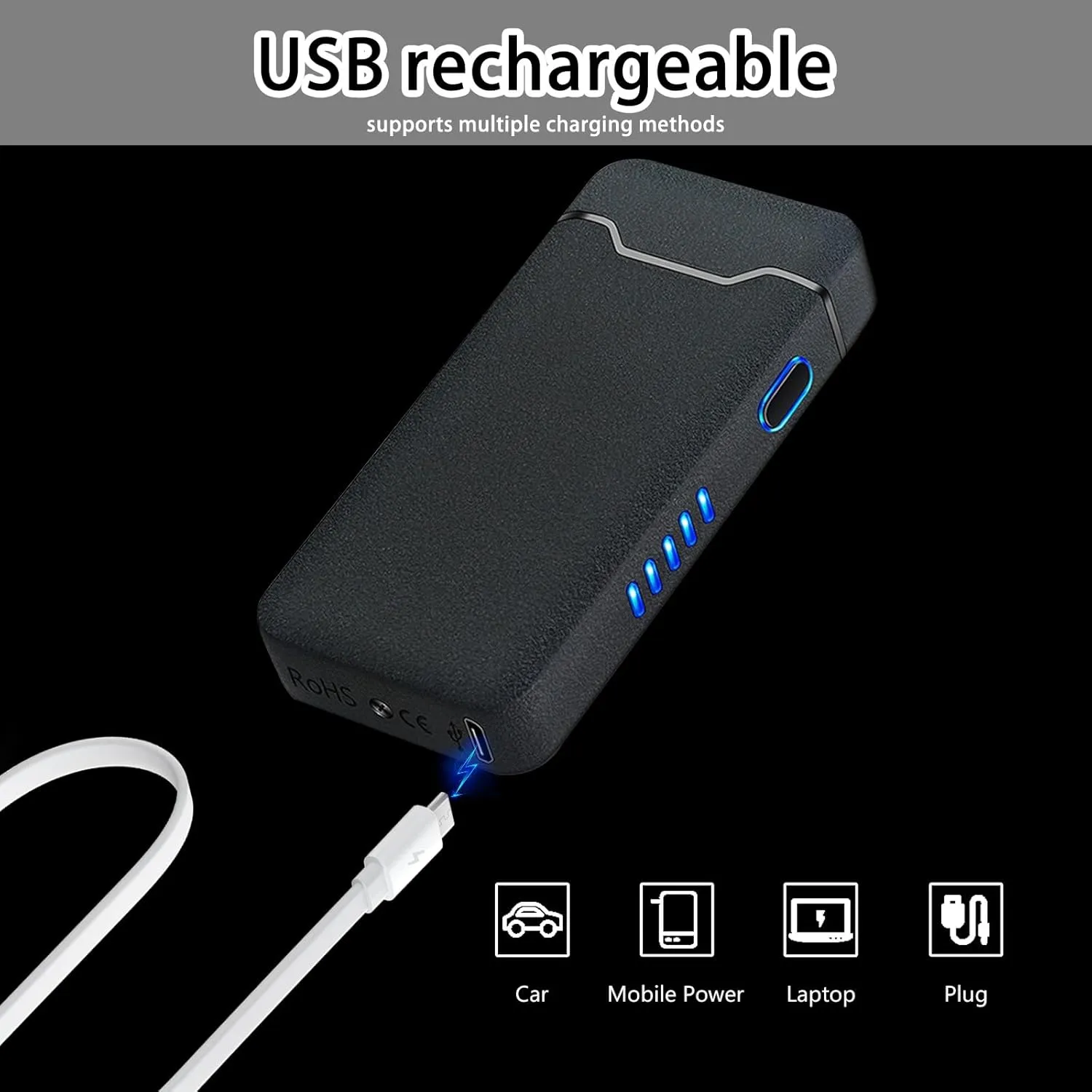 SKRFIRE Electric Lighter - Windproof Plasma-Flame Arc Lighter, Rechargeable USB, Battery Indicator (Matte Black)