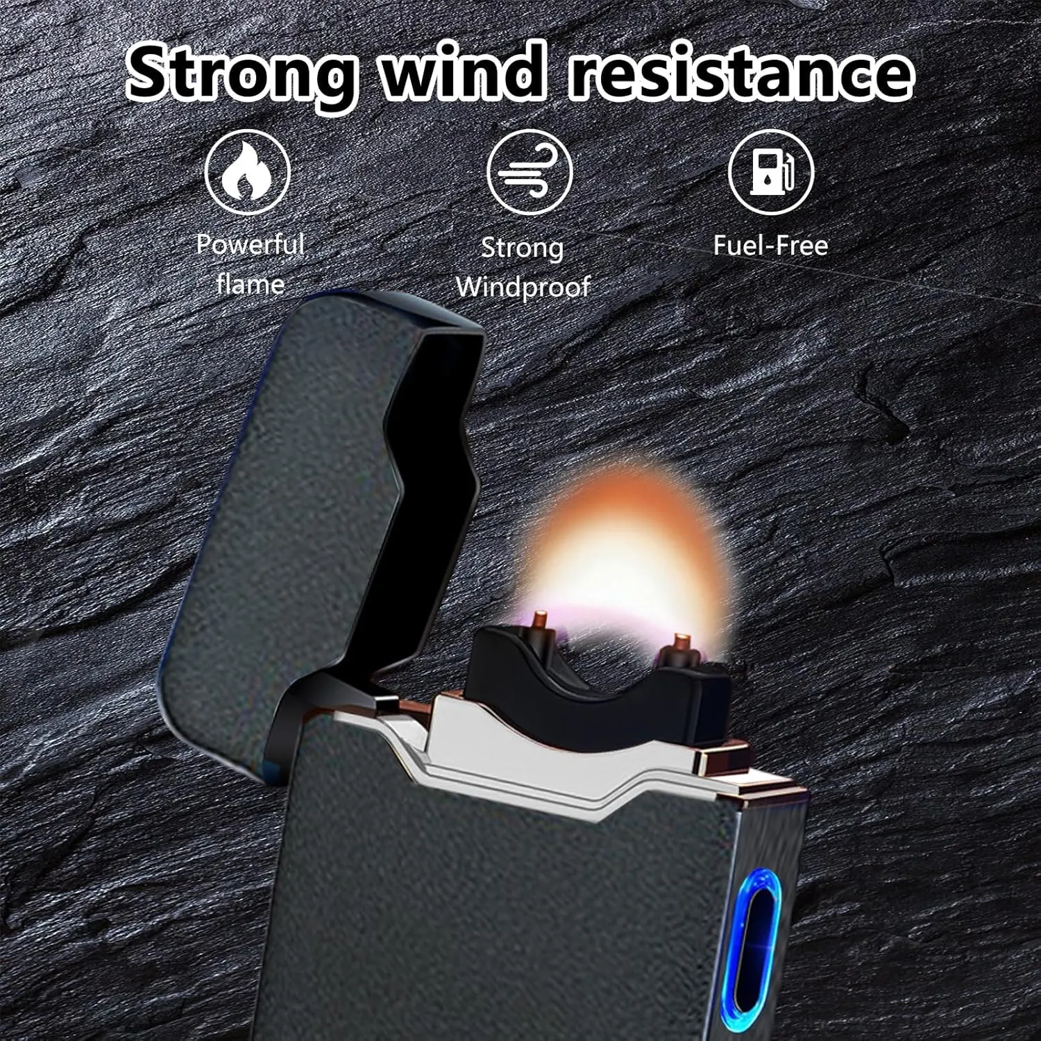 SKRFIRE Electric Lighter - Windproof Plasma-Flame Arc Lighter, Rechargeable USB, Battery Indicator (Matte Black)