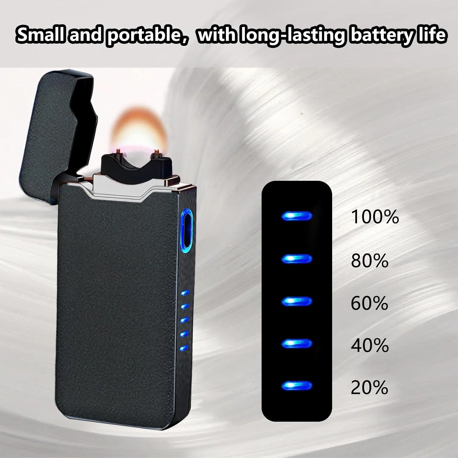 SKRFIRE Electric Lighter - Windproof Plasma-Flame Arc Lighter, Rechargeable USB, Battery Indicator (Matte Black)