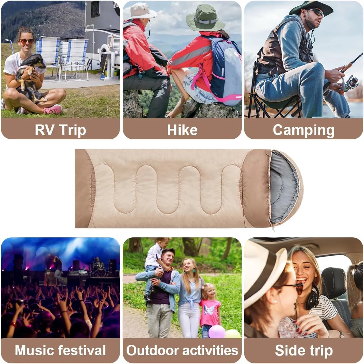 Sleeping Bag for Adults Backpacking Camping Hiking Detachable Washable Liner Cotton Single Camping Sleeping Bag 4 Seasons Cold Warm Weather Winter Fall Spring Summer Indoor Outdoor Use