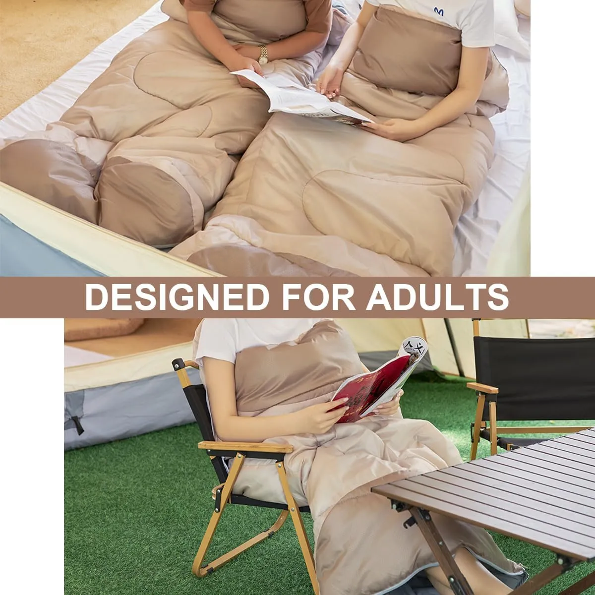 Sleeping Bag for Adults Backpacking Camping Hiking Detachable Washable Liner Cotton Single Camping Sleeping Bag 4 Seasons Cold Warm Weather Winter Fall Spring Summer Indoor Outdoor Use